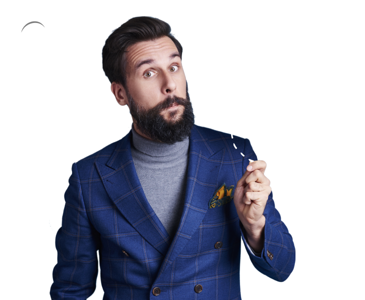 Uomo pensieroso invita a proporre un'idea o progetto