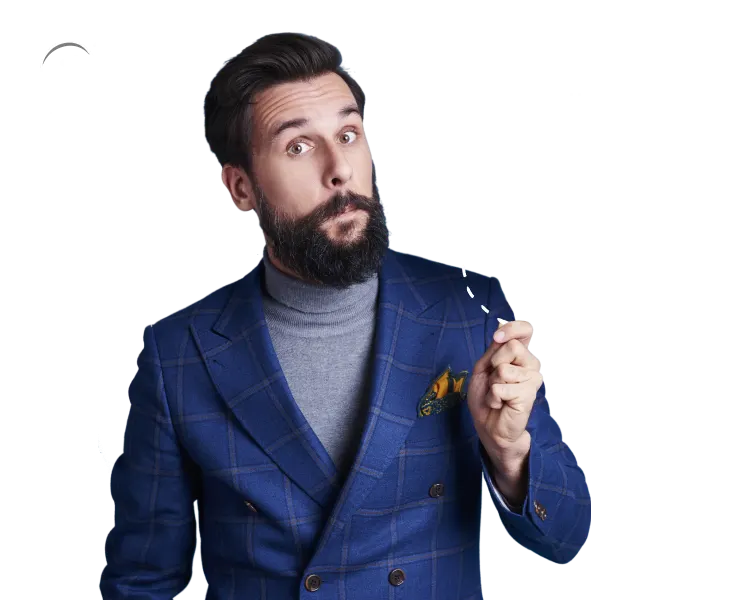 Uomo pensieroso invita a proporre un'idea o progetto